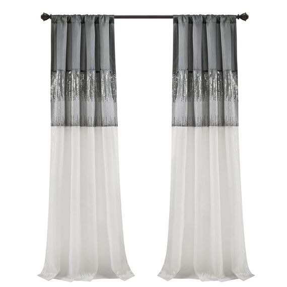 Lush Decor Fenstervorhang, Nachthimmel, 241,3 cm lang x 106,7 cm breit, Grau/Weiß