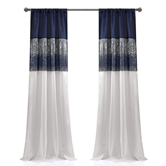 Lush Decor Fenstervorhang, Sternenhimmel, 241,3 cm lang x 106,7 cm breit, Marineblau/Weiß