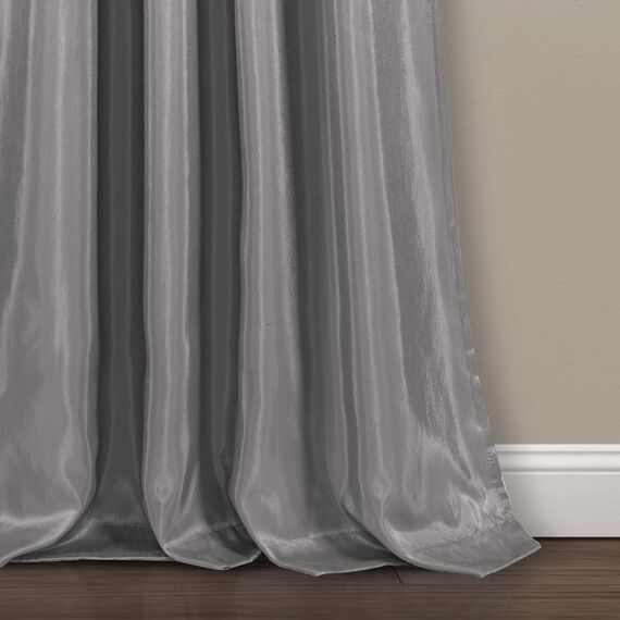 Lush Decor Night Sky Fenstervorhang, Einzelbett, 106,7 cm B x 241,3 cm L, Schwarz und Grau, Paillettenvorhänge, glitzerndes und farbblockiges Design, Moderne Glamour-Dekoration, Lange Vorhänge für