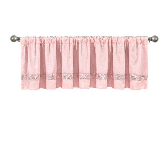 Lush Decor Night Sky Pailletten-Volant, Einzelbett, 213,4 x 45,7 cm (B x L), Blush & Silver – extra breiter Vorhang – Küchenvorhang, Volant für Fenster – Moderne glamouröse Dekoration – Badezimmer-