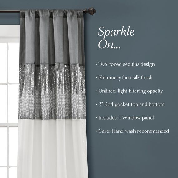 Lush Decor Fenstervorhang, Nachthimmel, 241,3 cm lang x 106,7 cm breit, Grau/Weiß