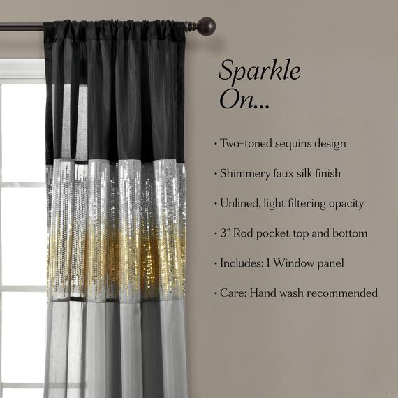 Lush Decor Fenstervorhang, Nachthimmel, 274,3 cm lang x 106,7 cm breit, Schwarz/Gold