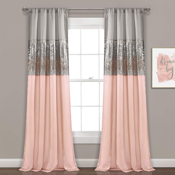 Lush Decor Fenstervorhang, Nachthimmel, 274,3 cm lang x 106,7 cm breit, Grau / Rot