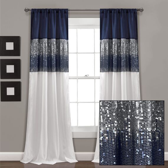Lush Decor Fenstervorhang, Sternenhimmel, 1 Stück, Polyester, Marineblau/Weiß, 42" W x 84" L