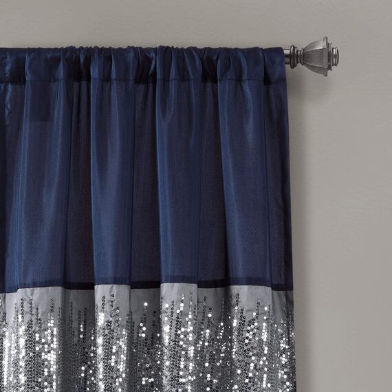 Lush Decor Fenstervorhang, Sternenhimmel, 241,3 cm lang x 106,7 cm breit, Marineblau/Weiß