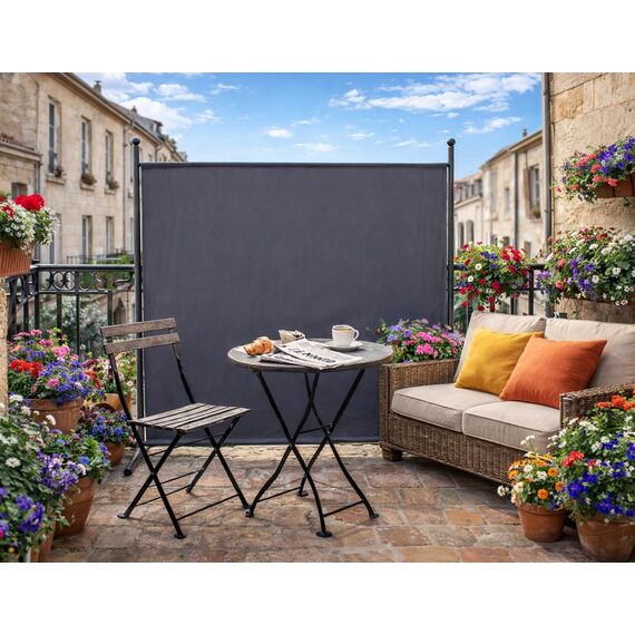 QUICK STAR Paravent Outdoor Wetterfest 180 x 178 cm Grau | Raumteiler Stellwand Innen | Garten & Balkon Sichtschutz Blickdicht