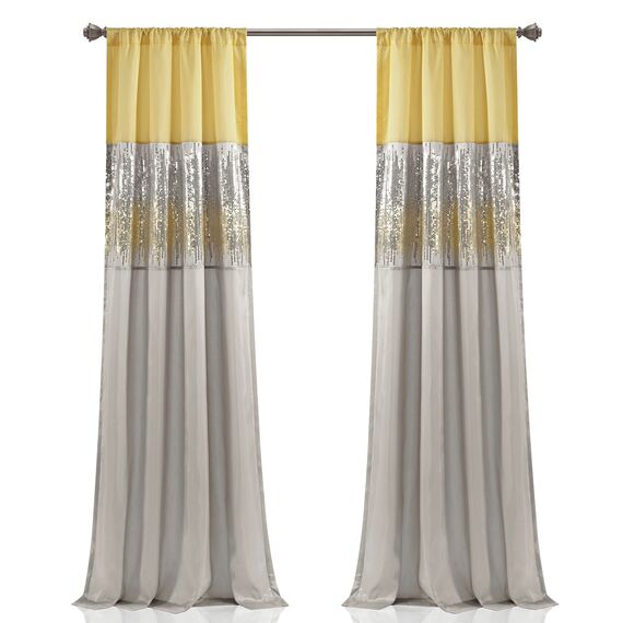 Lush Decor Fenstervorhang, Sternenhimmel, 241,3 cm lang x 106,7 cm breit, Gelb & Grau