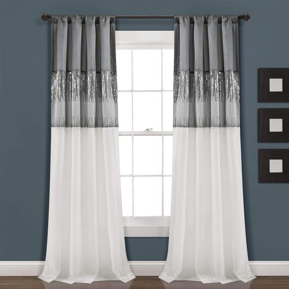 Lush Decor Fenstervorhang, Sternenhimmel, 1 Stück, Polyester, Grau/Weiß, 42" W x 84" L (Pack of 1)