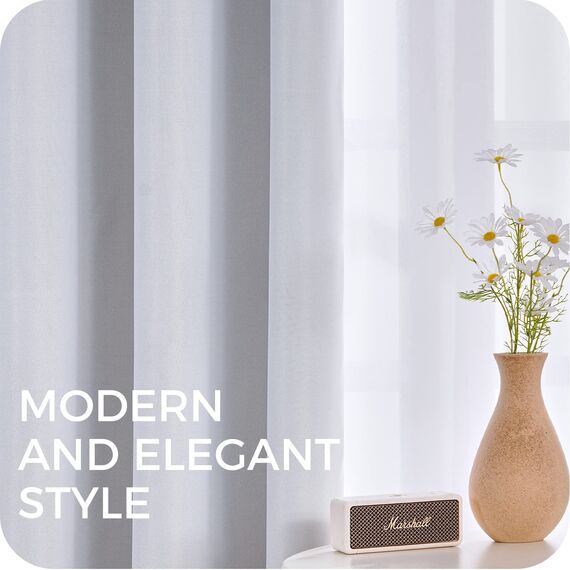 MRTREES Gardinen Verdunkelnd Weiß-grau Blickdicht Wohnzimmer Modern, Raumteiler Vorhang Schalldämmend 260 cm Lang 140 cm Breit, 1 Stück, Vorhänge Thermo Gegen Kälte Window Curtain