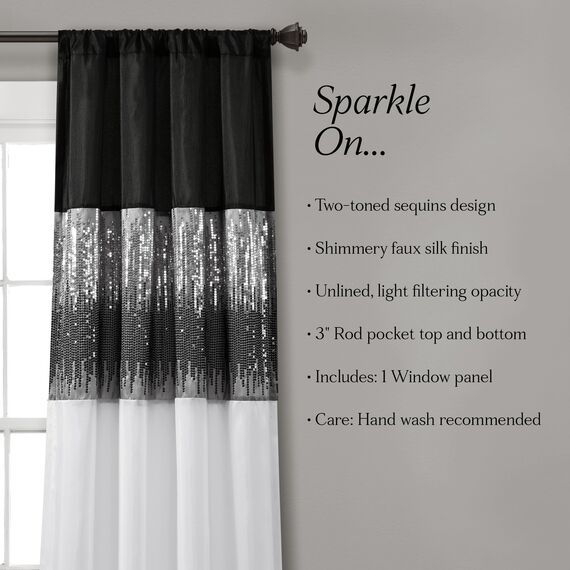 Lush Decor Fenstervorhang, Nachthimmel, 274,3 cm lang x 106,7 cm breit, Schwarz/Weiß