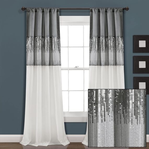 Lush Decor Fenstervorhang, Nachthimmel, 241,3 cm lang x 106,7 cm breit, Grau/Weiß