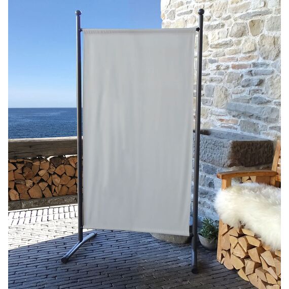 QUICK STAR Paravent Outdoor Wetterfest 180 x 78 cm Weiß | Raumteiler Stellwand Innen | Garten & Balkon Sichtschutz Blickdicht