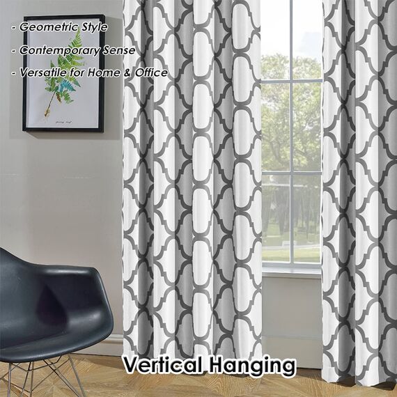 Melodieux Moroccan Fashion Thermo-isolierte Ösenvorhänge für Wohnzimmer, 254 x 244 cm, gebrochenes Weiß/Grau (1 Panel)