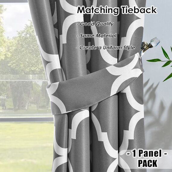 Melodieux Marokkanische Raumverdunklungs Blackout Grommet Top Vorhang Grau 52x63 Zoll