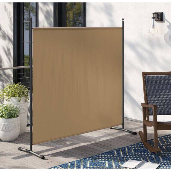 QUICK STAR Paravent Outdoor Wetterfest 180 x 178 cm Beige | Raumteiler Stellwand Innen | Garten & Balkon Sichtschutz Blickdicht