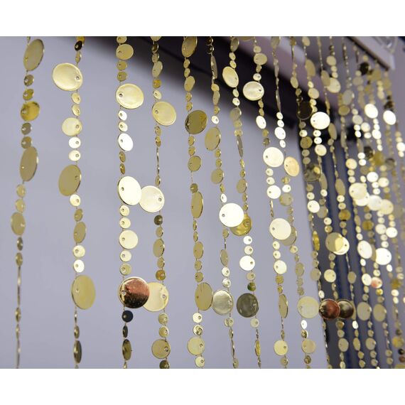 FlavorThings Perlenvorhang mit goldfarbenen Blasen, für Tür, Wand-, Fensterdekoration, Raumteiler, für Hochzeit, Café, Restaurant, mit Kristalldekoration, 91,5 x183 cm (B x L)