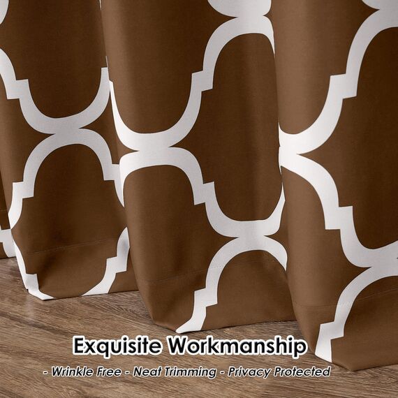 Melodieux Marokkanische Terrassenvorhänge für extra breite Fenster, Raumteiler, Verdunkelung, Ösenvorhang für Glasschiebetür, 1 Vorhangschal (254 x 244 cm, Kaffeebraun)
