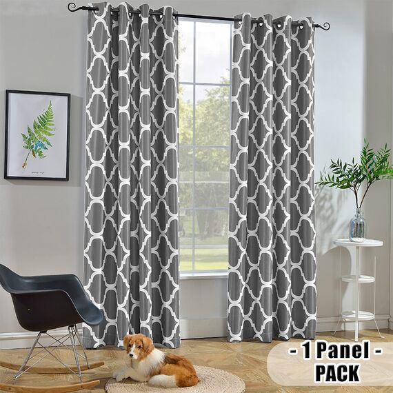 Melodieux Marokkanische Raumverdunklungs Blackout Grommet Top Vorhang Grau 52x63 Zoll
