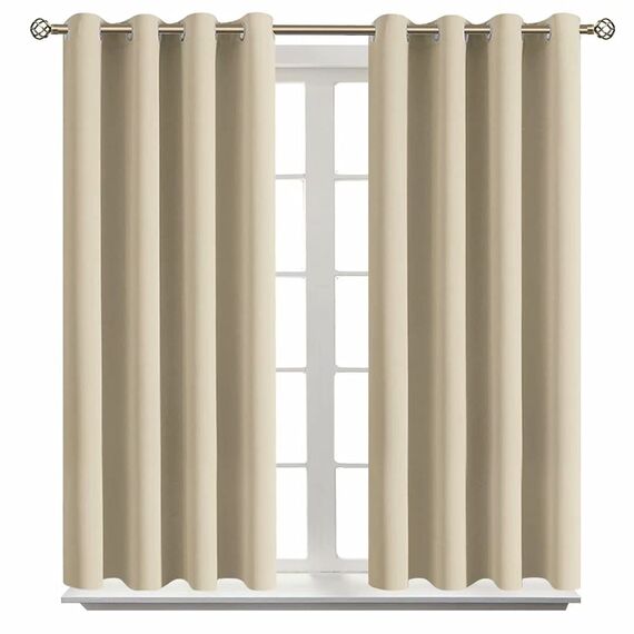 BGment Raumverdunkelungsvorhänge 137 cm lang – Ösen, wärmeisoliert, Fensterbehandlungsvorhänge für Schlafzimmer, 2 Paneele, 132 x 137 cm, Beige