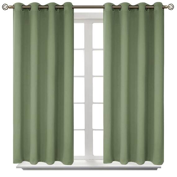 BGment Raumverdunkelungsvorhänge, 137 cm lang – Ösen, wärmeisolierte Vorhänge, Fensterbehandlungsvorhänge für Schlafzimmer, 2 Paneele, 132 x 137 cm, grasgrün