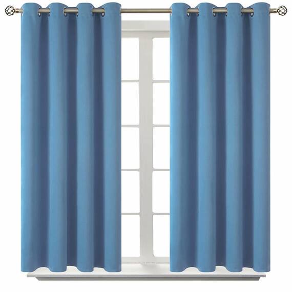 BGment Verdunklungsvorhänge für Schlafzimmer – Thermoisolierte Raumverdunkelungsvorhänge für Wohnzimmer, Set von 2 Paneelen (132 x 137 cm, verblasster Denim)