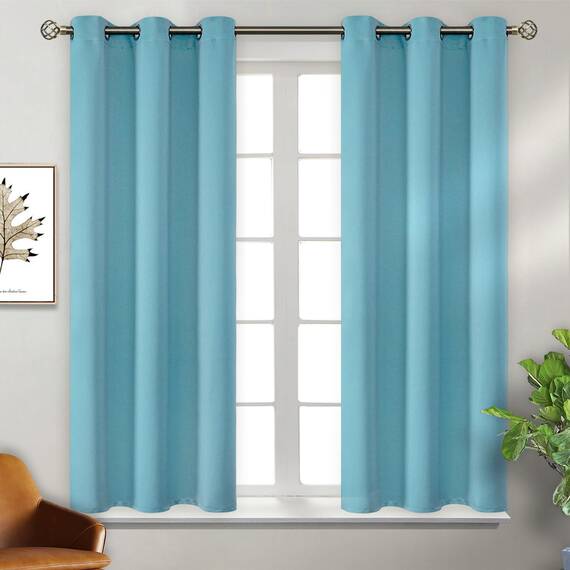 BGment Verdunkelungsvorhänge, Thermoisolierung, Raumverdunkelung, Schlafzimmer und Wohnzimmer, 2 Paneele (96,5 x 114,5 cm, Aqua)