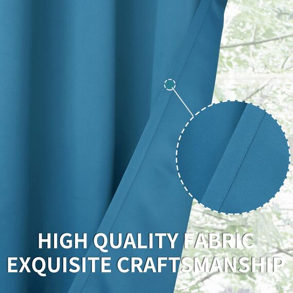 BGment Verdunkelungsvorhänge – Ösen, wärmeisoliert, für Schlafzimmer und Wohnzimmer, 2 Stück (132 x 137 cm), Stahlblau