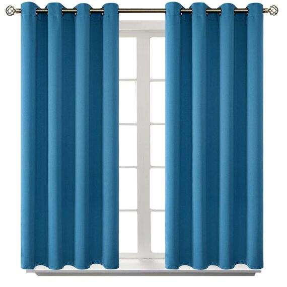 BGment Verdunkelungsvorhänge – Ösen, wärmeisoliert, für Schlafzimmer und Wohnzimmer, 2 Stück (132 x 137 cm), Stahlblau