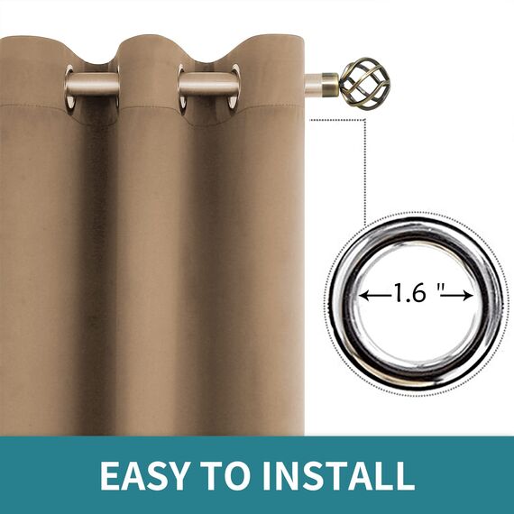 BGment Verdunklungsvorhänge für Wohnzimmer – Thermoisolierende Vorhänge für Schlafzimmer, 2 Paneele von 132 x 137 cm, Taupe