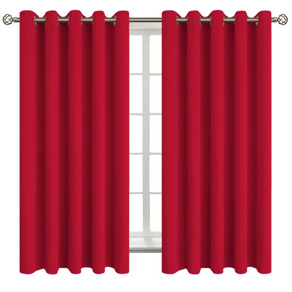 BGment Raumverdunkelungsvorhänge 160 cm lang – Ösen wärmeisolierte Vorhänge für Schlafzimmer, 2 Paneele, 178 x 160 cm, Rot