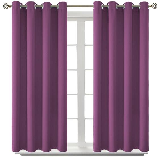 BGment Raumverdunkelungsvorhänge, 137 cm lang, mit Ösen, wärmeisoliert, Fensterbehandlungsvorhänge für Schlafzimmer, 2 Paneele, 132 x 137 cm, Auberginenviolett