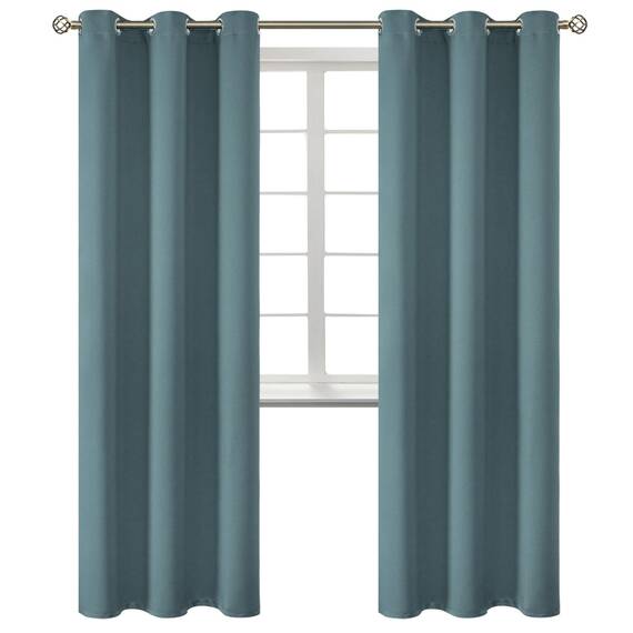 BGment Raumverdunkelungsvorhänge, 213 cm lang, mit Ösen, wärmeisolierte Vorhänge, Fensterbehandlungsvorhänge für Schlafzimmer, 2 Paneele, 107 x 213 cm, Steinblau
