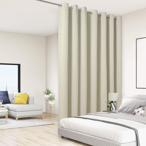 BONZER Raumteiler-Verdunkelungsvorhang, extra breit, Raumverdunkelung, absolute Privatsphäre, geräuschreduzierend, für Wohnzimmer, 274 x 274 cm (L x B), 1 Panel, Creme