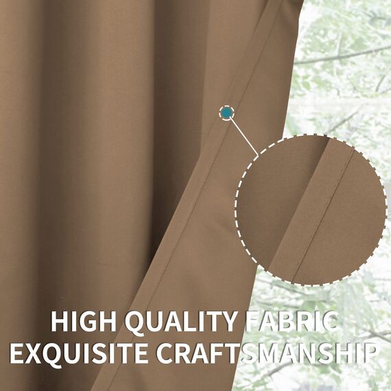 BGment Verdunklungsvorhänge für Wohnzimmer – Thermoisolierende Vorhänge für Schlafzimmer, 2 Paneele von 132 x 137 cm, Taupe