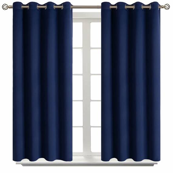 BGment Verdunkelungsvorhänge für Wohnzimmer – Thermoisolierte Vorhänge für Schlafzimmer, Set mit 2 Paneelen (132 x 114 cm, Marineblau)