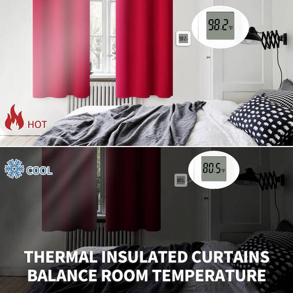 BGment Raumverdunkelungsvorhänge 213 cm lang – Ösen, wärmeisoliert, Fensterbehandlungsvorhänge für Schlafzimmer, 2 Paneele, 178 x 213 cm, Rot