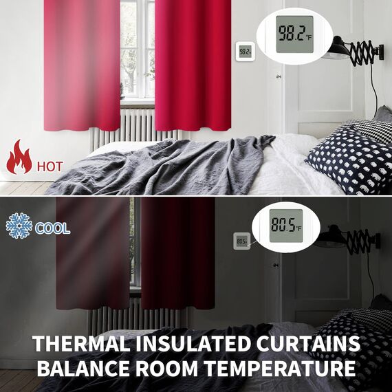 BGment Raumverdunkelungsvorhänge 160 cm lang – Ösen wärmeisolierte Vorhänge für Schlafzimmer, 2 Paneele, 178 x 160 cm, Rot