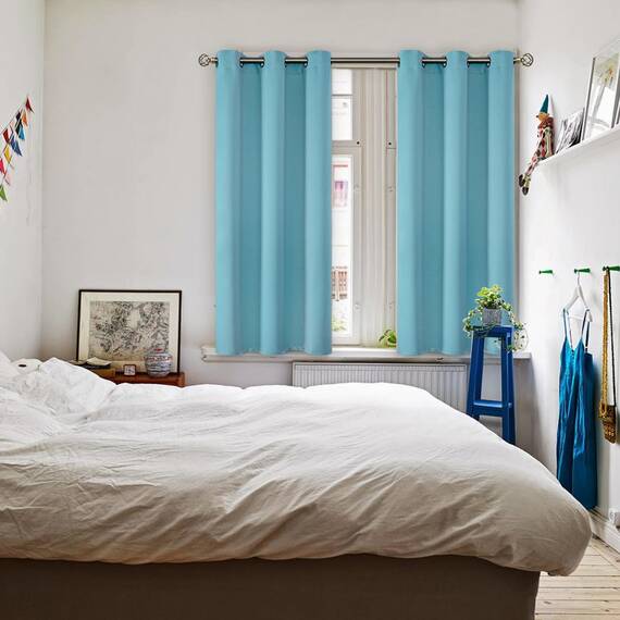 BGment Verdunkelungsvorhänge, Thermoisolierung, Raumverdunkelung, Schlafzimmer und Wohnzimmer, 2 Paneele (96,5 x 114,5 cm, Aqua)
