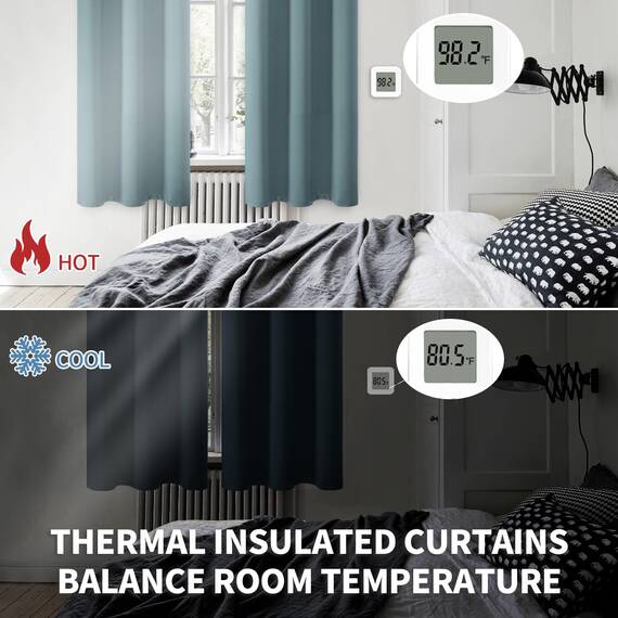 BGment Raumverdunkelungsvorhänge, 213 cm lang, mit Ösen, wärmeisolierte Vorhänge, Fensterbehandlungsvorhänge für Schlafzimmer, 2 Paneele, 107 x 213 cm, Steinblau