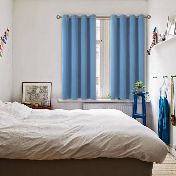BGment Verdunklungsvorhänge für Schlafzimmer – Thermoisolierte Raumverdunkelungsvorhänge für Wohnzimmer, Set von 2 Paneelen (132 x 137 cm, verblasster Denim)