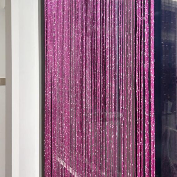 Ave Split Dekorativer Tür-Fadenvorhang, Wandpaneel mit Fransen, Raumteiler, Sichtschutz, Quasten-Panel für Zuhause, 100 x 200 cm, Rosarot 18