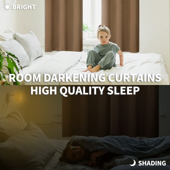 BGment Verdunklungsvorhänge für Wohnzimmer – Thermoisolierende Vorhänge für Schlafzimmer, 2 Paneele von 132 x 137 cm, Taupe