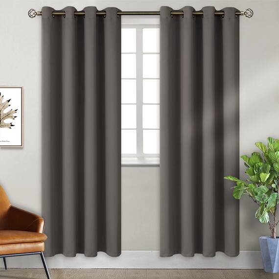 BGment Verdunkelungsvorhänge für Schlafzimmer – Ösen, wärmeisoliert, Raumverdunkelungsvorhänge für Wohnzimmer, 2 Stück, je 117,8 x 213,3 cm, Grau