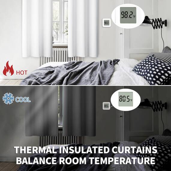 BGment Raumverdunkelungsvorhänge, 160 cm lang, mit Ösen, wärmeisolierte Vorhänge, Fensterbehandlungsvorhänge für Schlafzimmer, 2 Paneele, 96,5 x 160,3 cm, Reinweiß