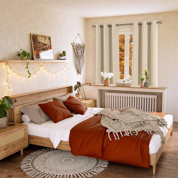 BGment Verdunkelungsvorhänge, 160 cm lang, 2 Paneele, Sonnenlichtblockierung, wärmeisoliert, Ösen, Fensterbehandlungsvorhänge für Schlafzimmer, 106 x 160 cm, Beige