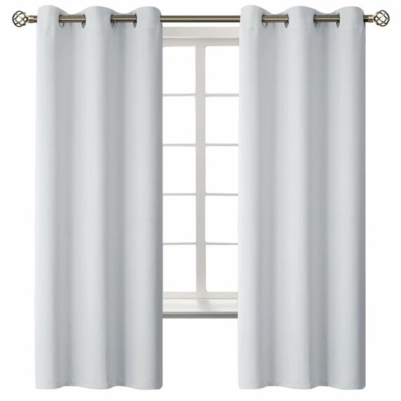 BGment Raumverdunkelungsvorhänge, 160 cm lang – Ösen, wärmeisolierte Vorhänge, Fensterbehandlungsvorhänge für Schlafzimmer, 2 Paneele, 107 x 160 cm, gräuliches Weiß
