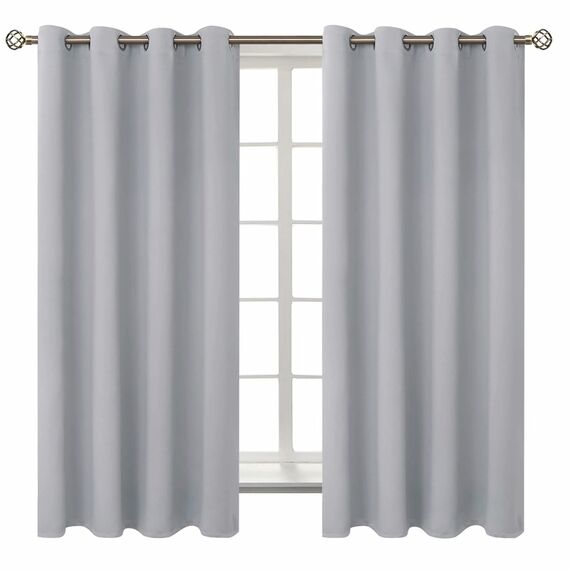 BGment Raumverdunkelungsvorhänge, 160 cm lang, mit Ösen, wärmeisoliert, Fensterbehandlungsvorhänge für Schlafzimmer, 2 Paneele, 132 x 160 cm, Hellgrau