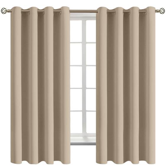 BGment Verdunkelungsvorhänge, Thermoisolierung, Raumverdunkelung, Schlafzimmer und Wohnzimmer, 2 Paneele (132 x 160 cm, Sand)