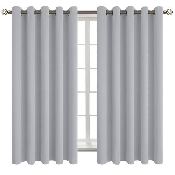 BGment Raumverdunkelungsvorhänge 160 cm lang – Ösen wärmeisolierte Vorhänge für Schlafzimmer, 2 Paneele, 178 x 160 cm, Hellgrau