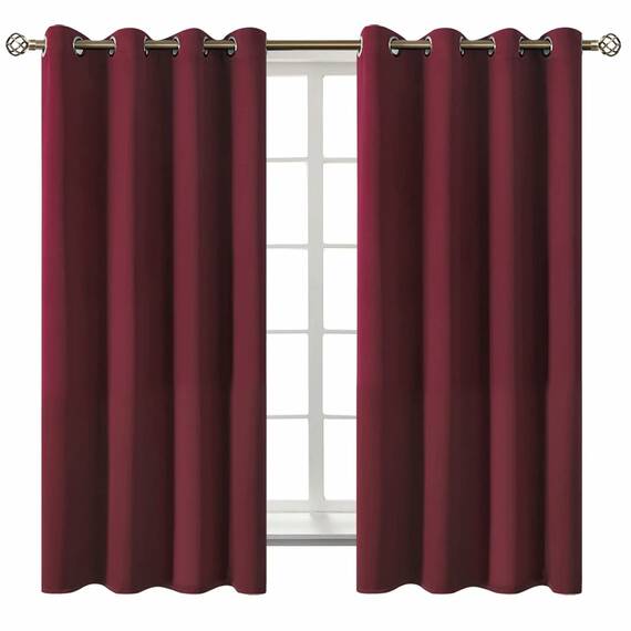 BGment Verdunkelungsvorhänge – Ösen, wärmeisoliert, für Schlafzimmer und Wohnzimmer, 2 Stück Vorhänge (132 x 160 cm, Burgunderrot)
